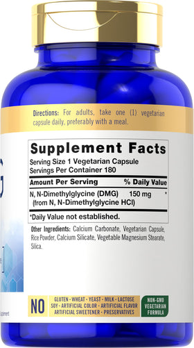 Carlyle DMG N-Diméthylglycine 150 mg étiquette avec ingrédients