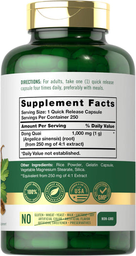 Carlyle Dong Quai Capsules vue arrière avec informations nutritionnelles