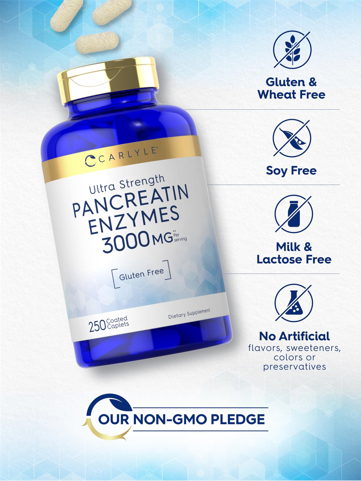 Carlyle Enzymes Pancréatiques 250 Comprimés - dosage par portion