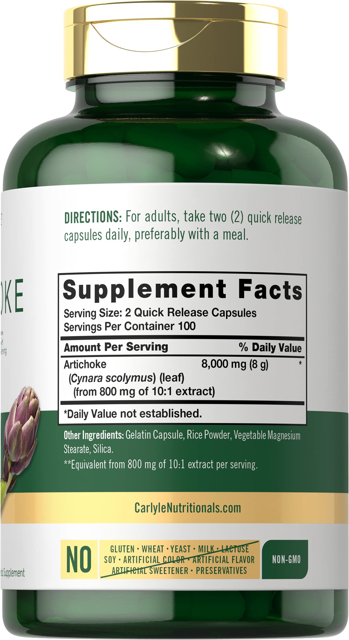 Carlyle Extrait d'Artichaut Capsules 200 Compte arrière vue