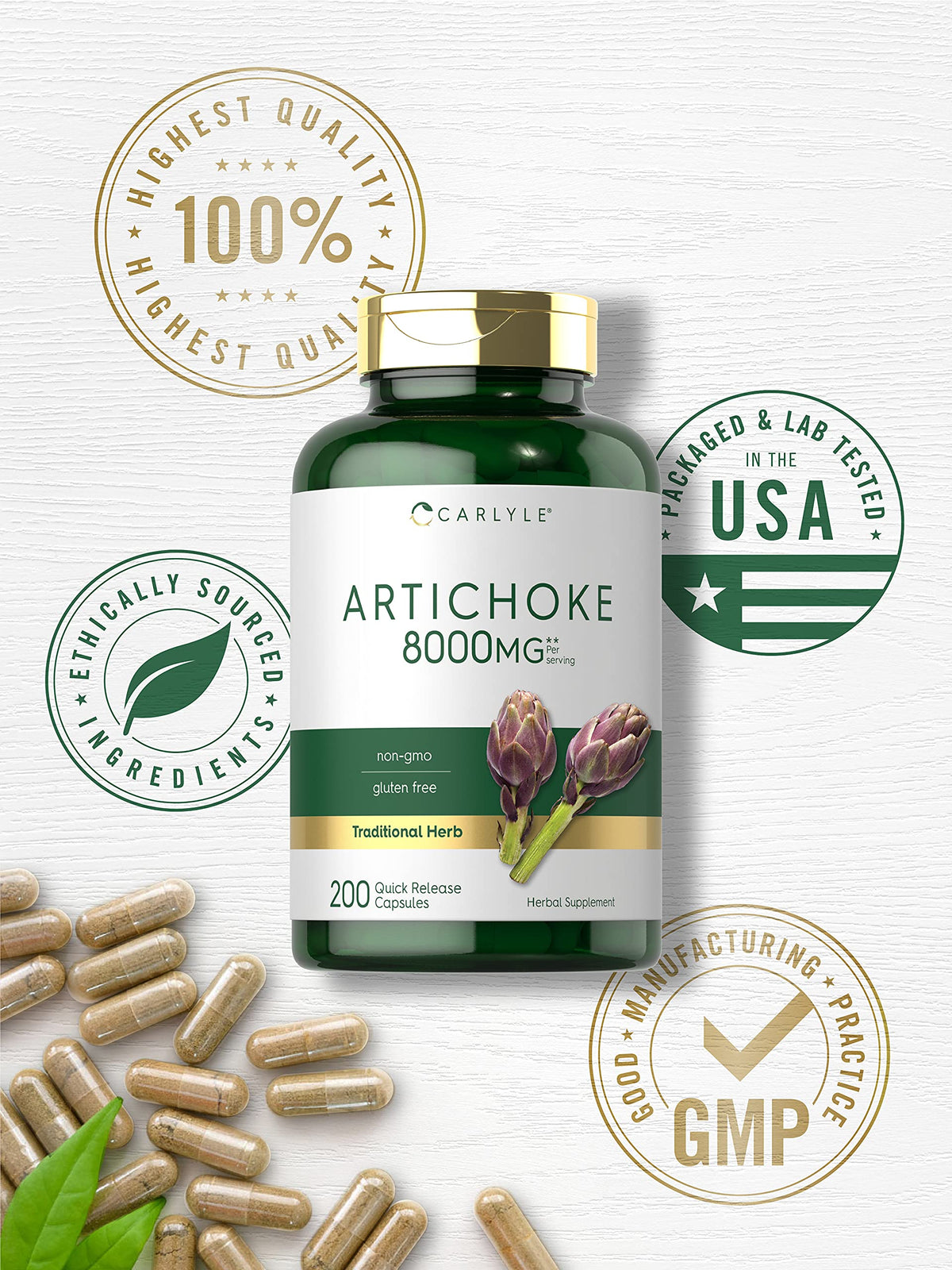 Carlyle Extrait d'Artichaut Capsules sur fond blanc
