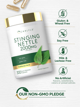 Carlyle Extrait de Feuille d'Ortie 300 Capsules sur un fond naturel