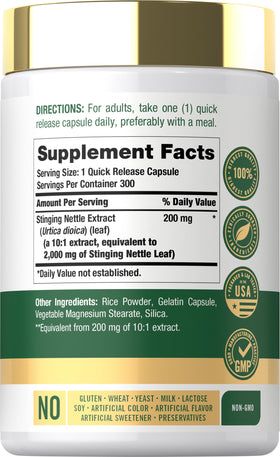 Carlyle Extrait de Feuille d'Ortie 300 Capsules vue arrière