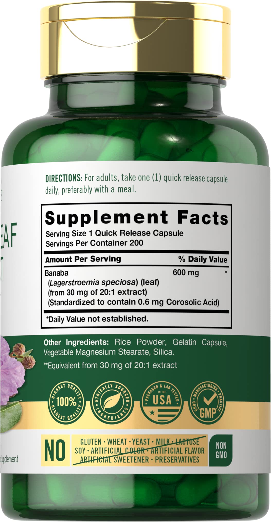 Carlyle Extrait de Feuille de Banaba 200 Capsules emballage
