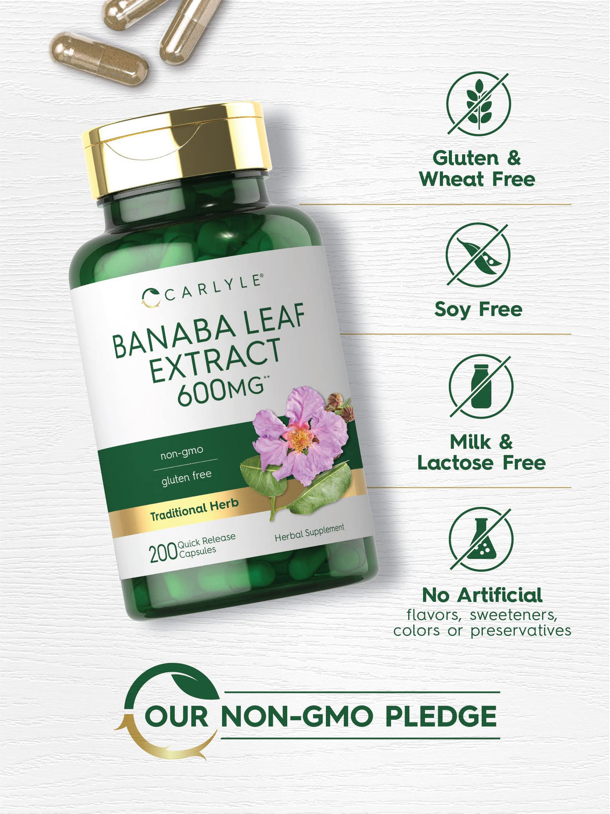 Carlyle Extrait de Feuille de Banaba 200 Capsules prises en main