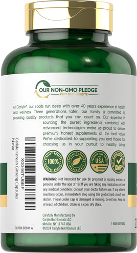 Carlyle Extrait de Ginseng Coréen 2000mg, étiquette du produit