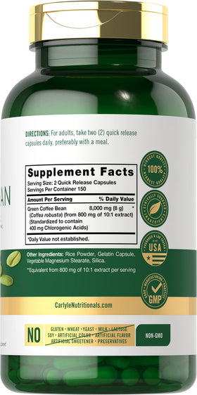Carlyle Extrait de Grains de Café Vert 300 Capsules étiquette