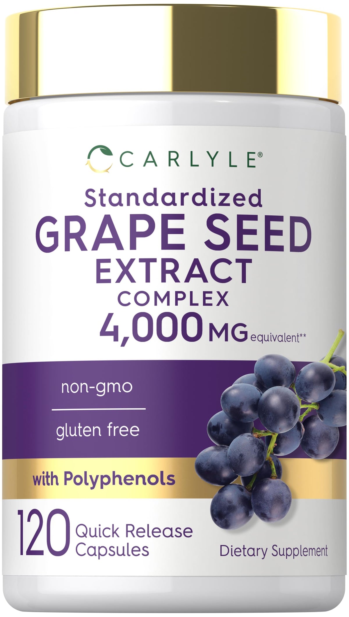 Carlyle Extrait de Pépin de Raisin 120 Capsules vue de face