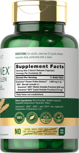 Carlyle Extrait de Pollen de Fleurs Graminex 1000 mg capsule ouverte