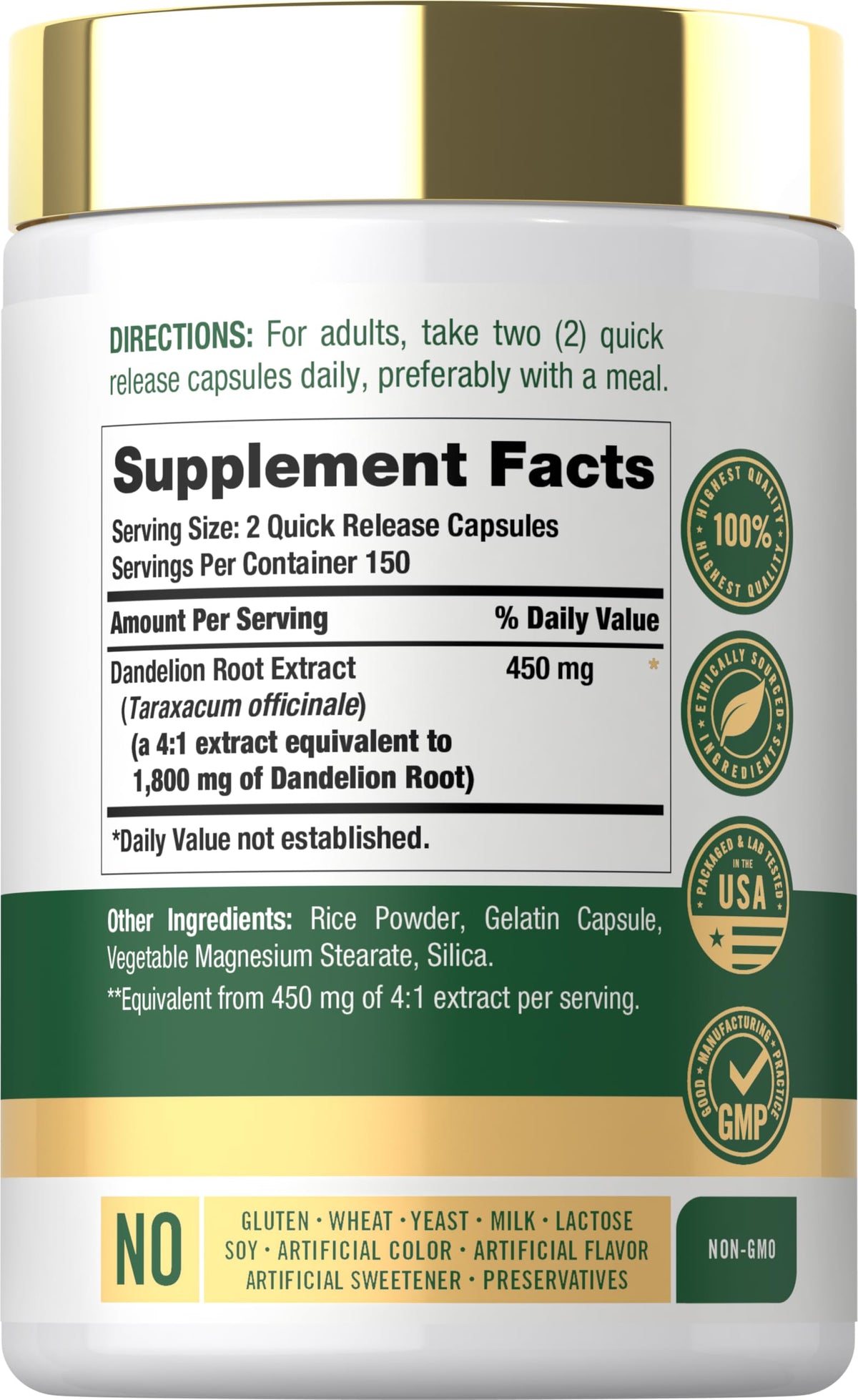 Carlyle Extrait de Racine de Pissenlit 300 Capsules emballage