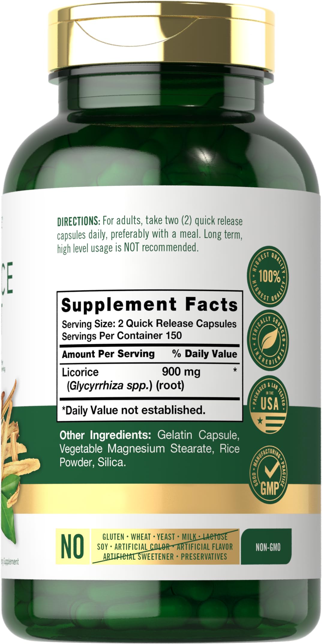 Carlyle Extrait de Racine de Réglisse 900mg 300 Capsules packaging