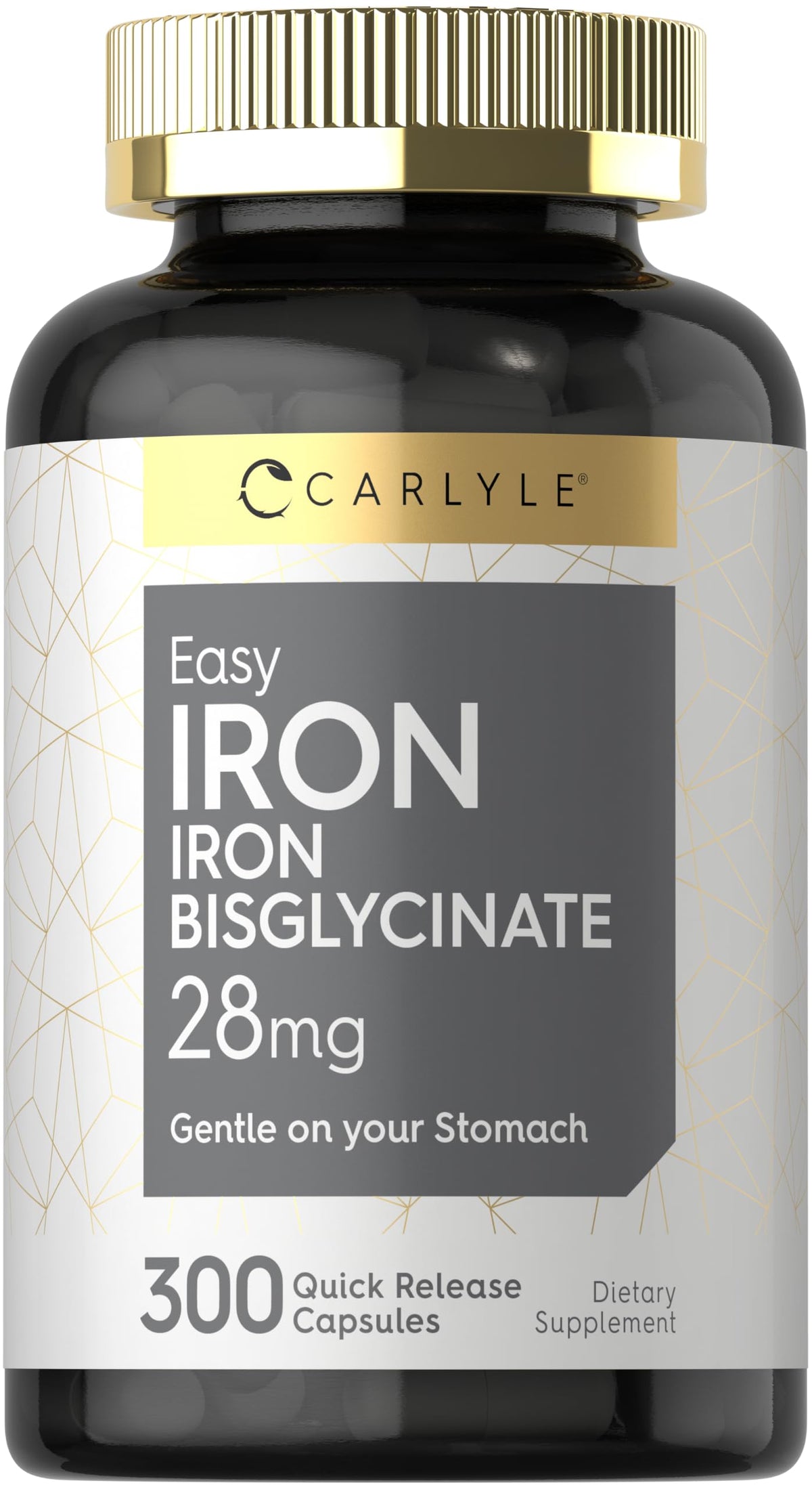 Carlyle Fer Bisglycinate 28 mg 300 capsules vue de face
