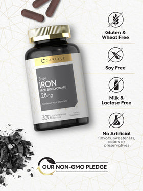 Carlyle Fer Bisglycinate 300 capsules sur une table