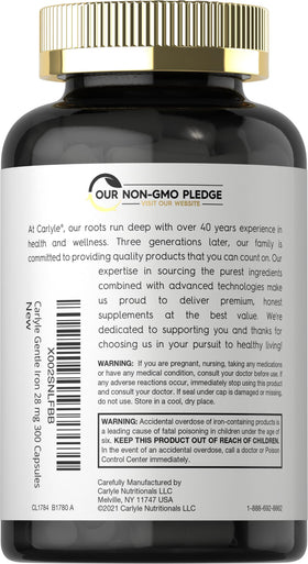 Carlyle Fer Bisglycinate capsules en main