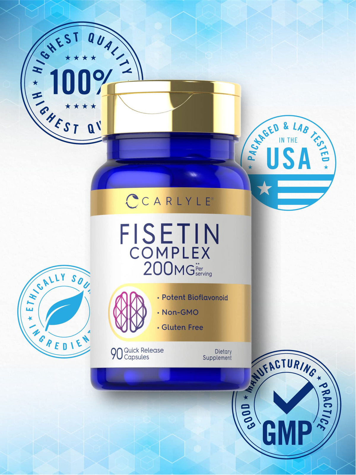 Carlyle Fisetin Complex capsules ouvertes montrant leur contenu