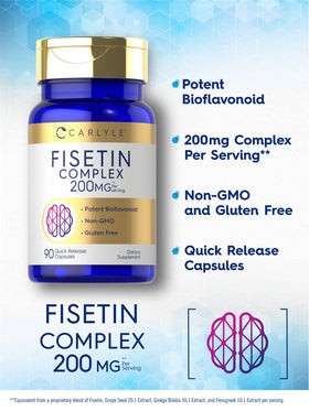 Carlyle Fisetin Complex capsules sur fond blanc