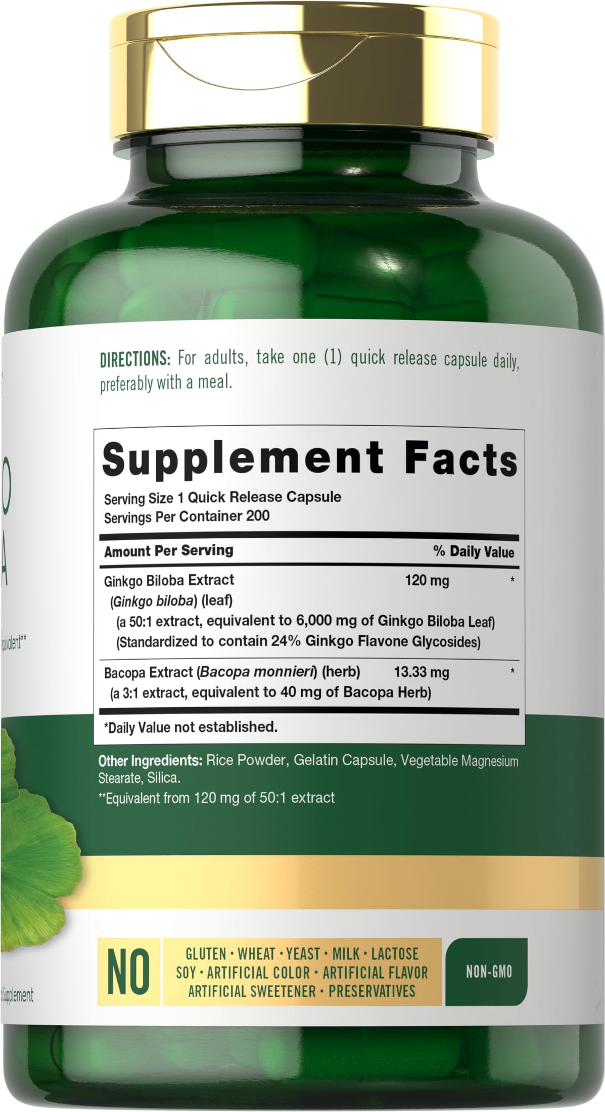 Carlyle Ginkgo Biloba 200 Capsules vue latérale
