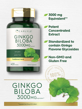 Carlyle Ginkgo Biloba 400 comprimés, dos du flacon