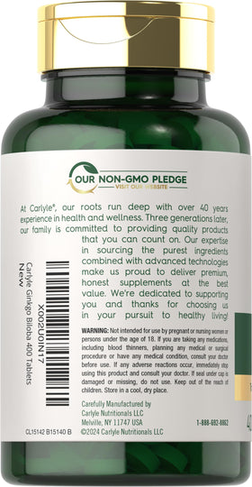 Carlyle Ginkgo Biloba comprimés sur fond blanc
