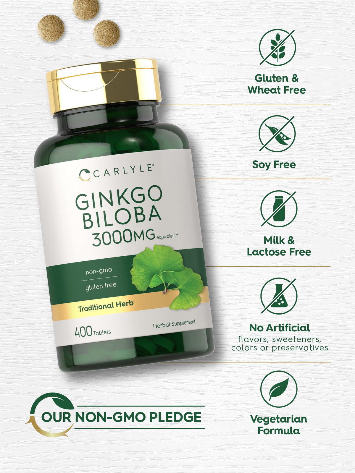 Carlyle Ginkgo Biloba comprimés sur une table