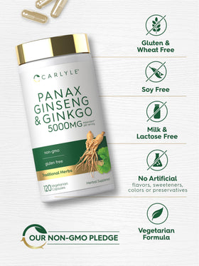 Carlyle Ginseng & Ginkgo Biloba 120 gélules végétariennes ouverte