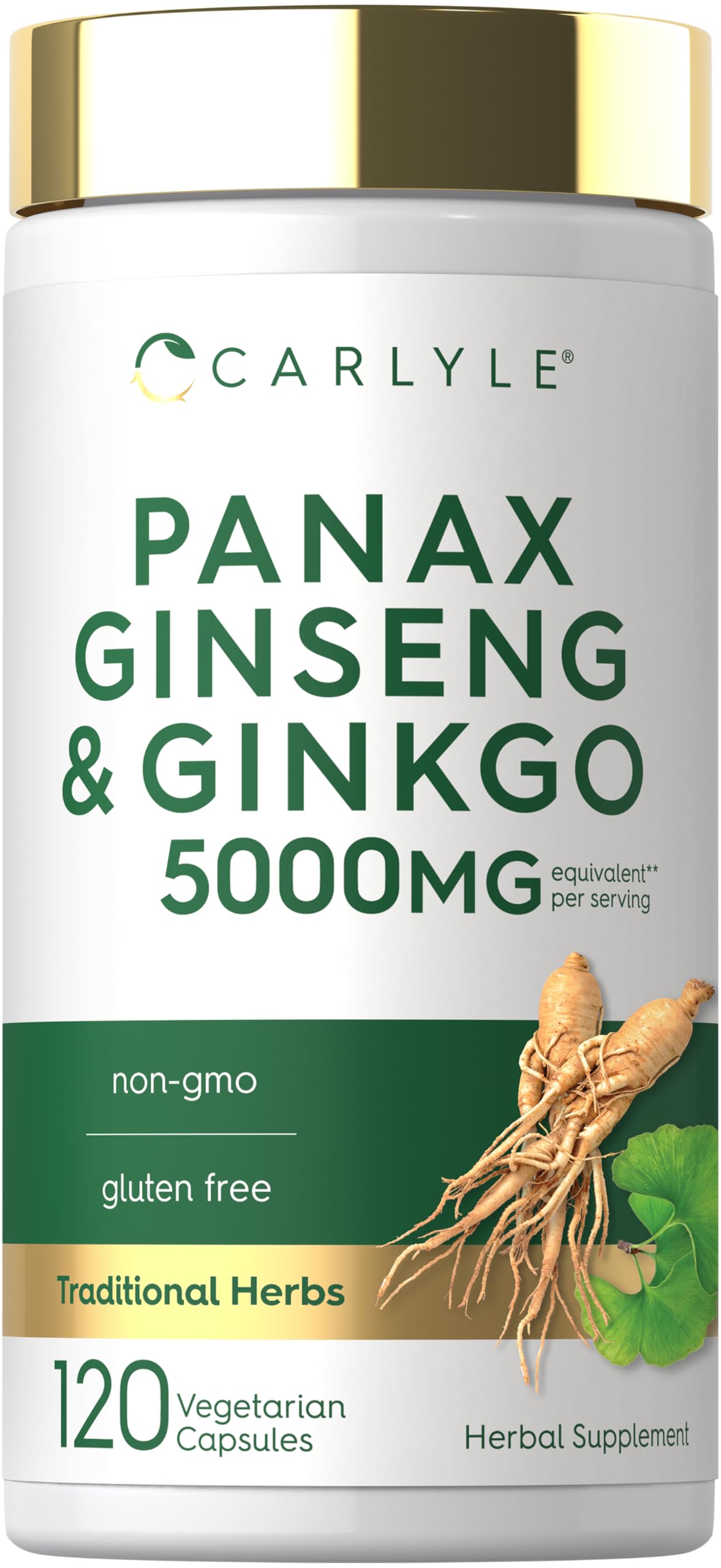 Carlyle Ginseng & Ginkgo Biloba 120 gélules végétariennes vue de face