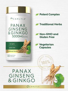 Carlyle Ginseng & Ginkgo Biloba gélules végétariennes avec des plantes