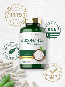 Carlyle Glucomannane Capsules avec un fond de plantes