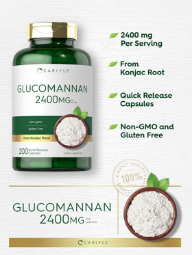 Carlyle Glucomannane Capsules avec un verre d'eau à côté