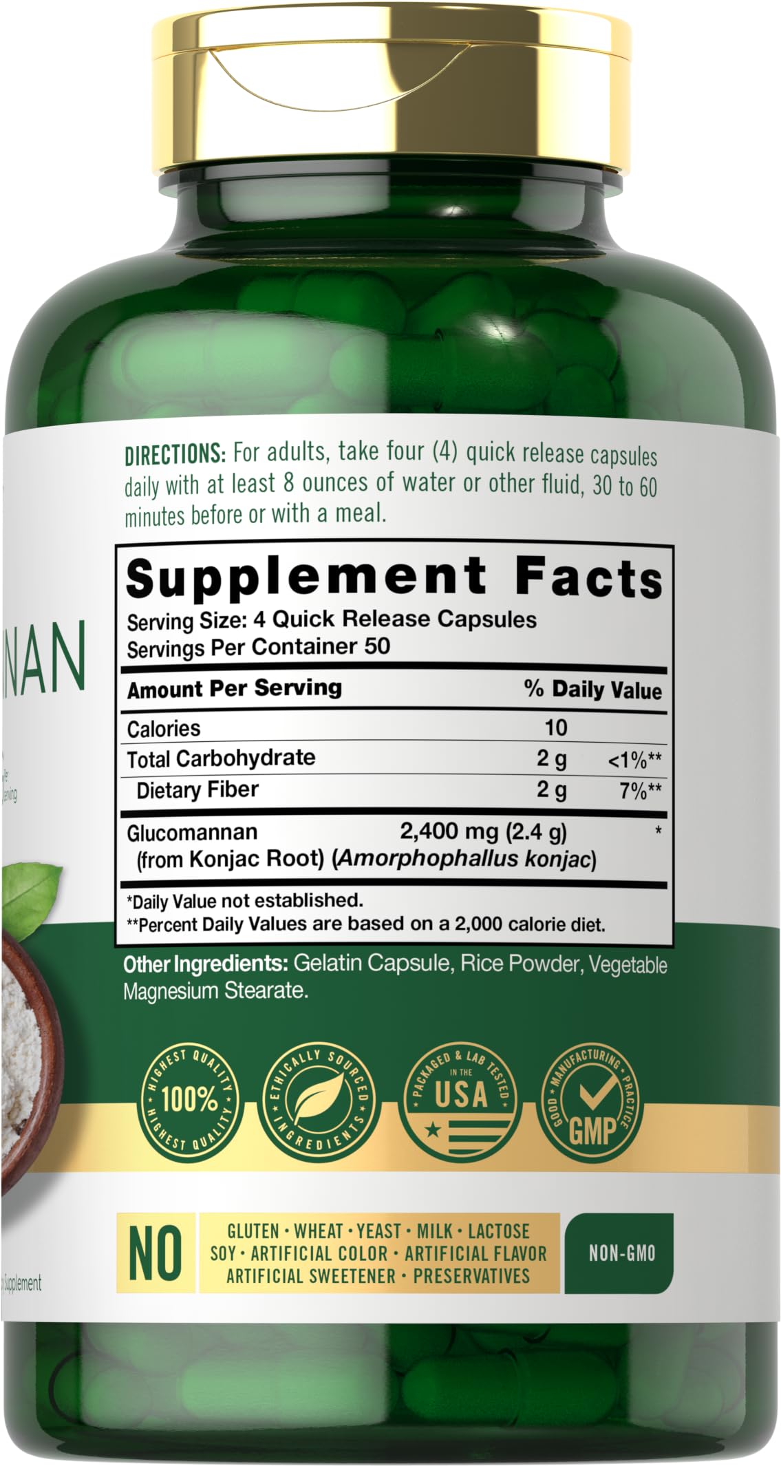 Carlyle Glucomannane Capsules montrant la boîte et les gélules