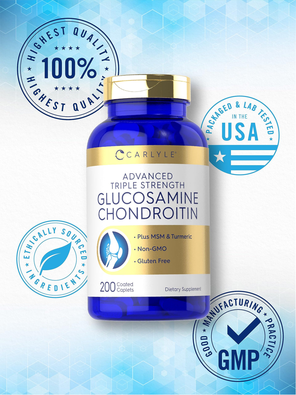 Carlyle Glucosamine Chondroitin MSM comprimés dans un environnement naturel