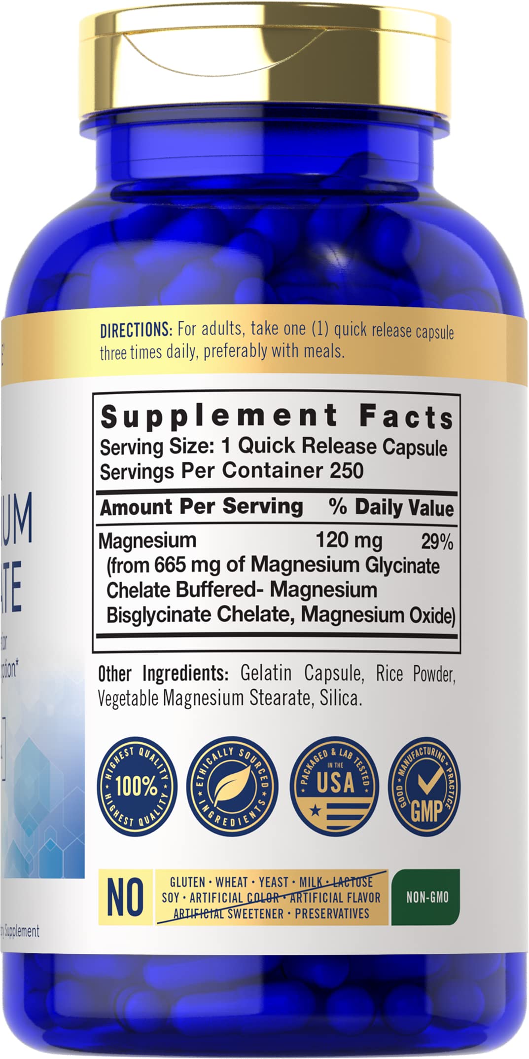 Carlyle Glycinate de Magnésium 665 mg 250 capsules arrière