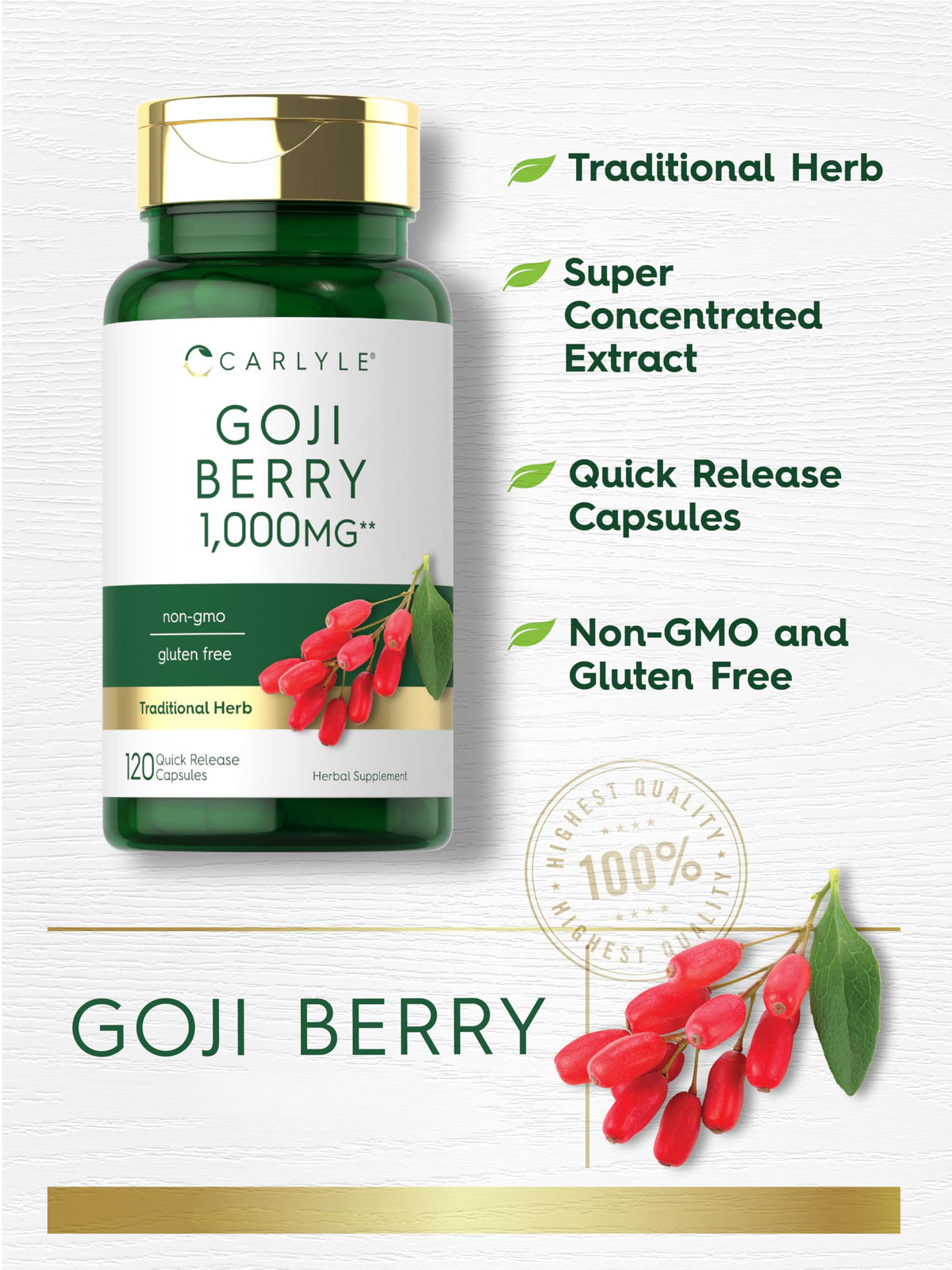 Carlyle Goji Berry boîte avec les capsules à côté