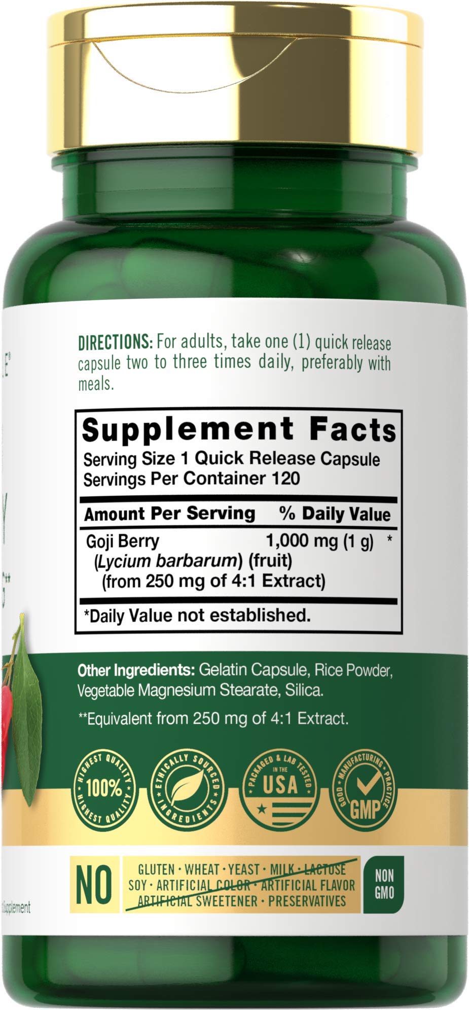 Carlyle Goji Berry capsules ouvertes montrant l'extrait