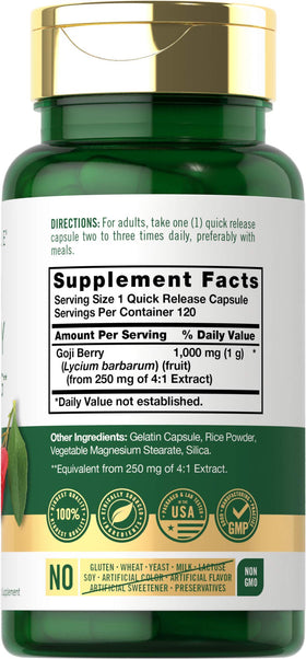 Carlyle Goji Berry capsules ouvertes montrant l'extrait
