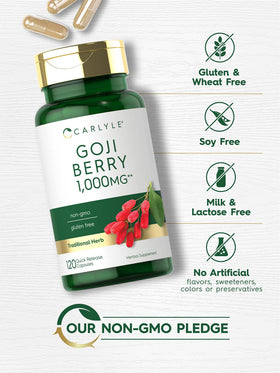 Carlyle Goji Berry capsules sur un fond neutre