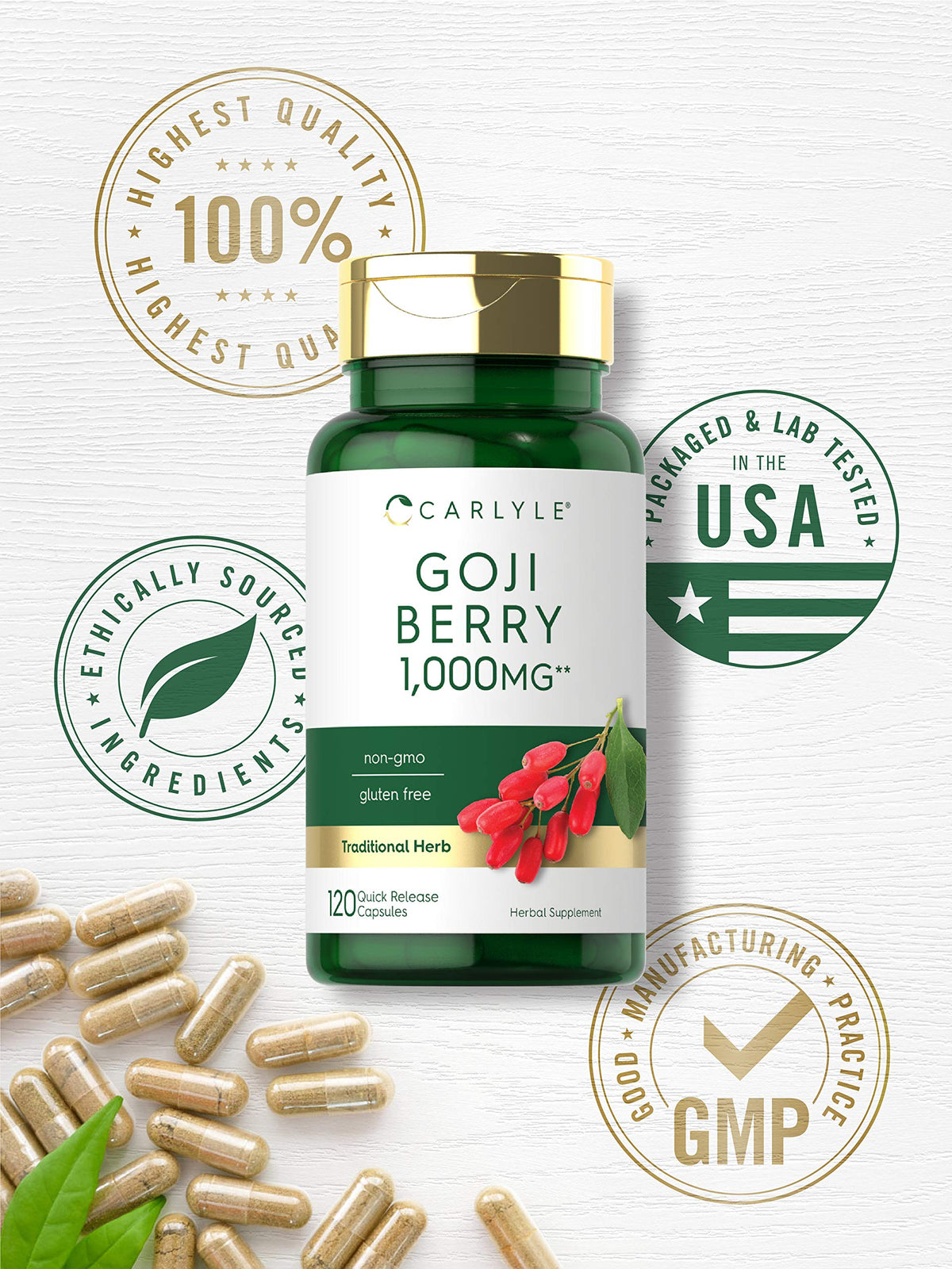 Carlyle Goji Berry dosage recommandé sur l'étiquette