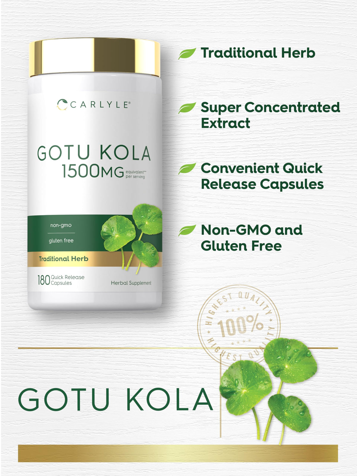 Carlyle Gotu Kola capsules ouvertes montrant le contenu