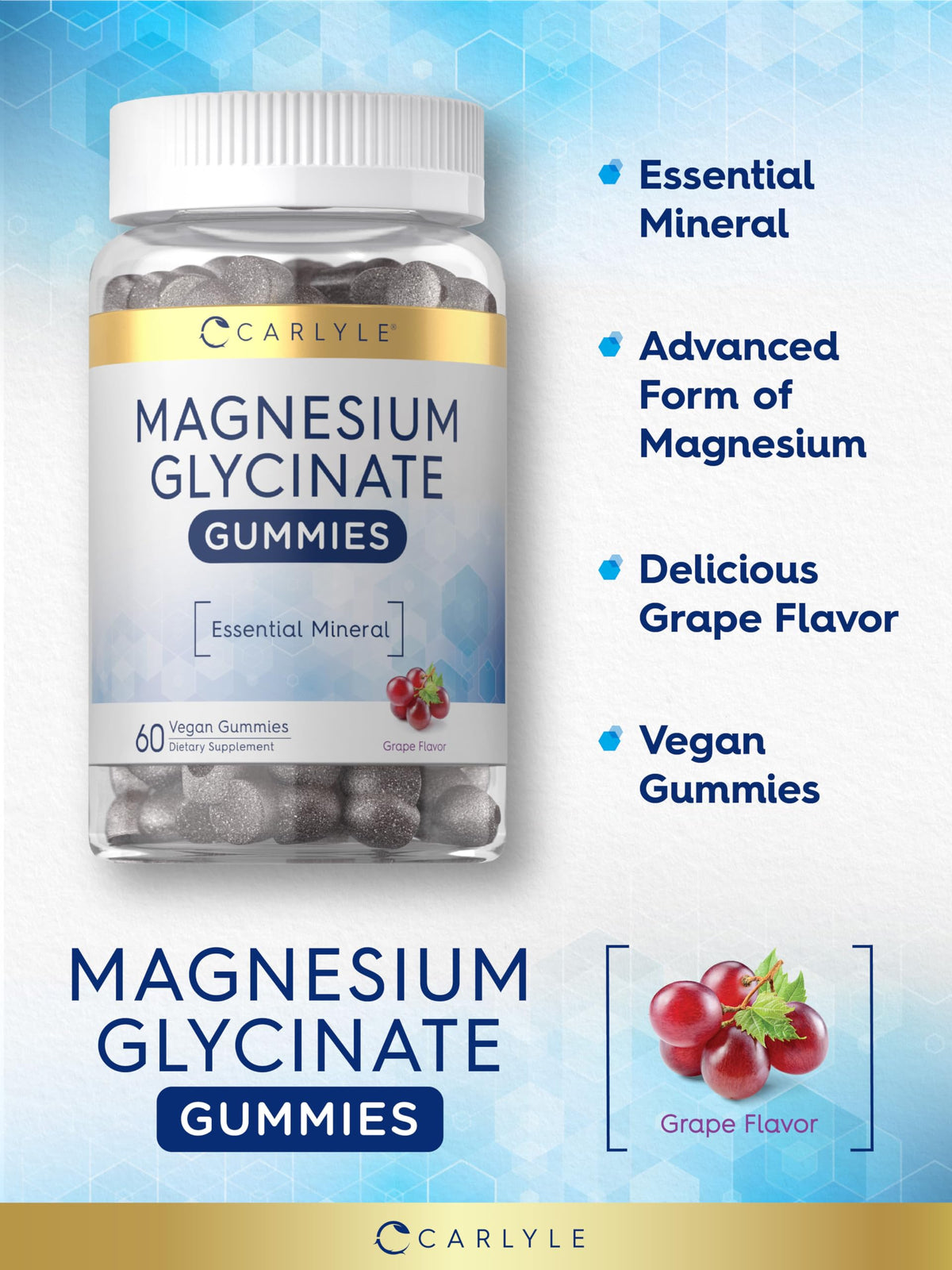 Carlyle Gummies de Magnésium, affichage des gummies sur une table