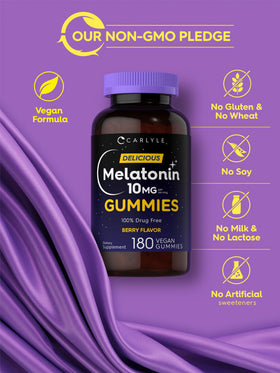 Carlyle Gummies de Mélatonine 10mg 180 gélules saveur baie avec poignée