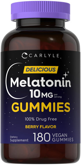 Carlyle Gummies de Mélatonine 10mg 180 gélules saveur baie vue avant