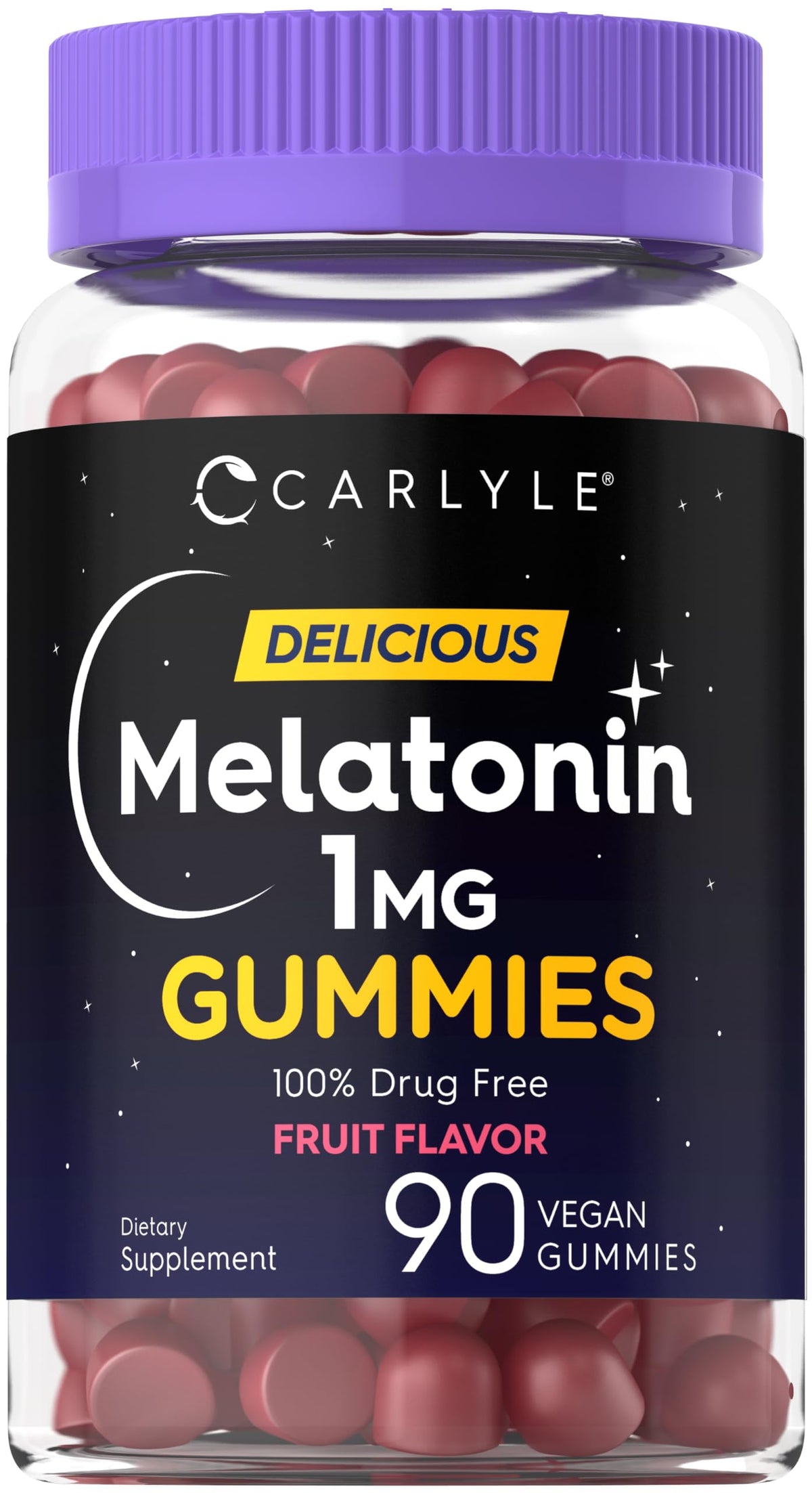 Carlyle Gummies de Mélatonine 1mg, boîte de 90 gummies fruitées