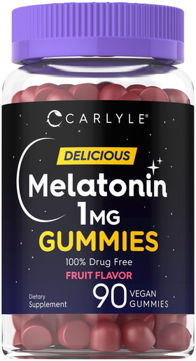 Carlyle Gummies de Mélatonine 1mg, boîte de 90 gummies fruitées