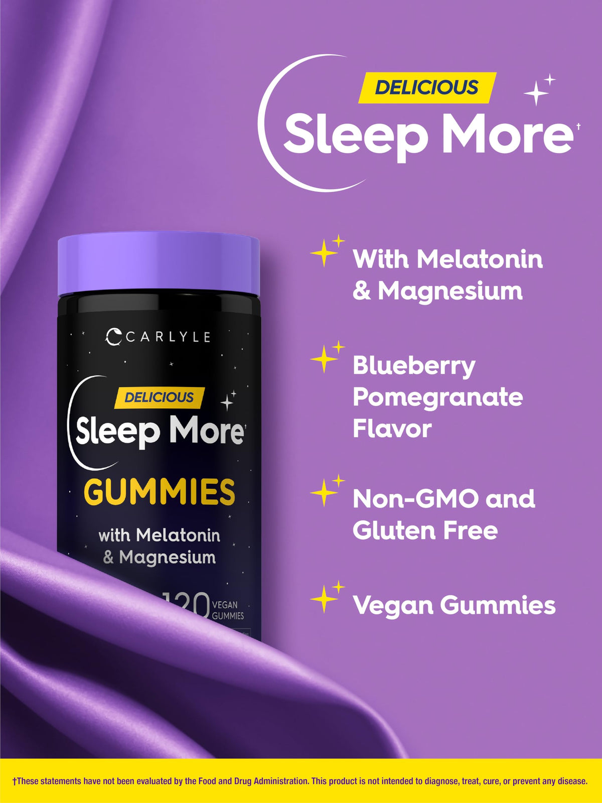 Carlyle Gummies de Sommeil, vue de côté du packaging