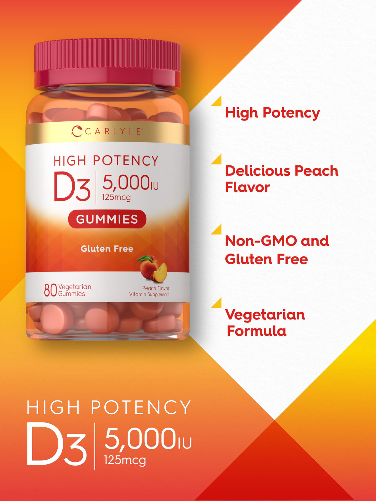 Carlyle Gummies de Vitamine D3 5000 UI - portion