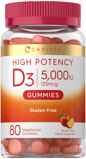 Carlyle Gummies de Vitamine D3 5000 UI saveur pêche - vue de l'avant