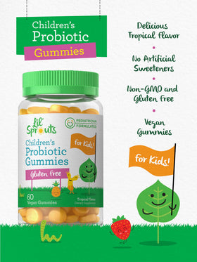Carlyle Gummies Probiotiques pour Enfants 60 comprimés goût tropical contenant ouvert