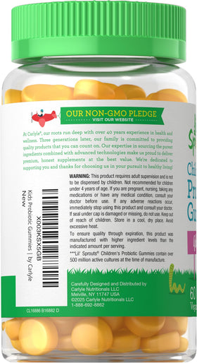 Carlyle Gummies Probiotiques pour Enfants 60 comprimés goût tropical vue latérale