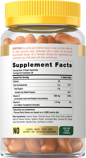 Carlyle Gummies Vitamine C et E, vue latérale