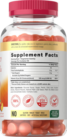 Carlyle Gummies Vitamine D3 5000 IU, gélifiés saveur pêche, emballage